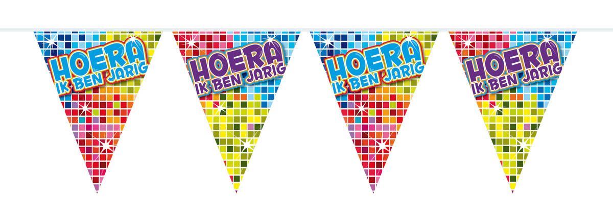 Retro Verjaardag Hoera Mini Vlaggenlijn 3 Meter