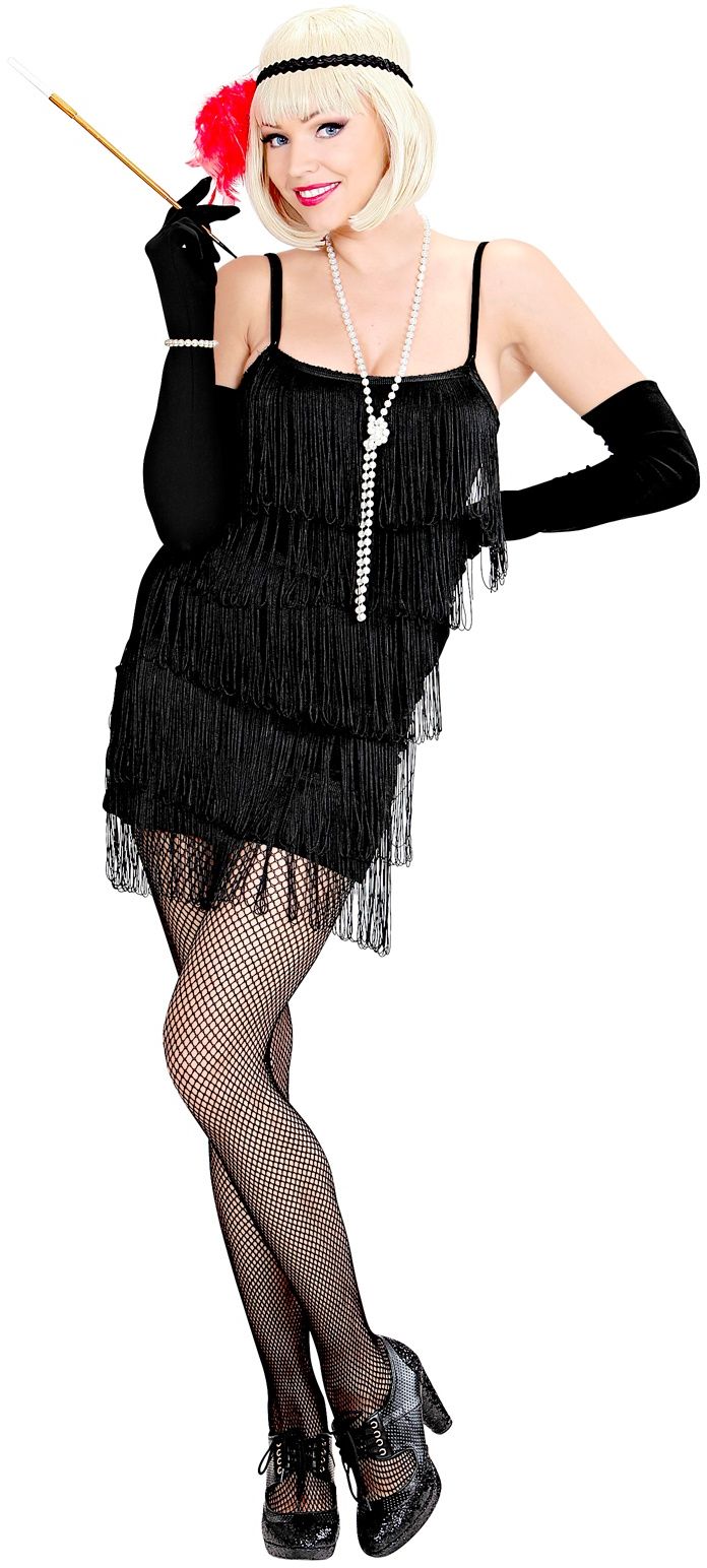 Retro zwarte 20s flapper jurk dames