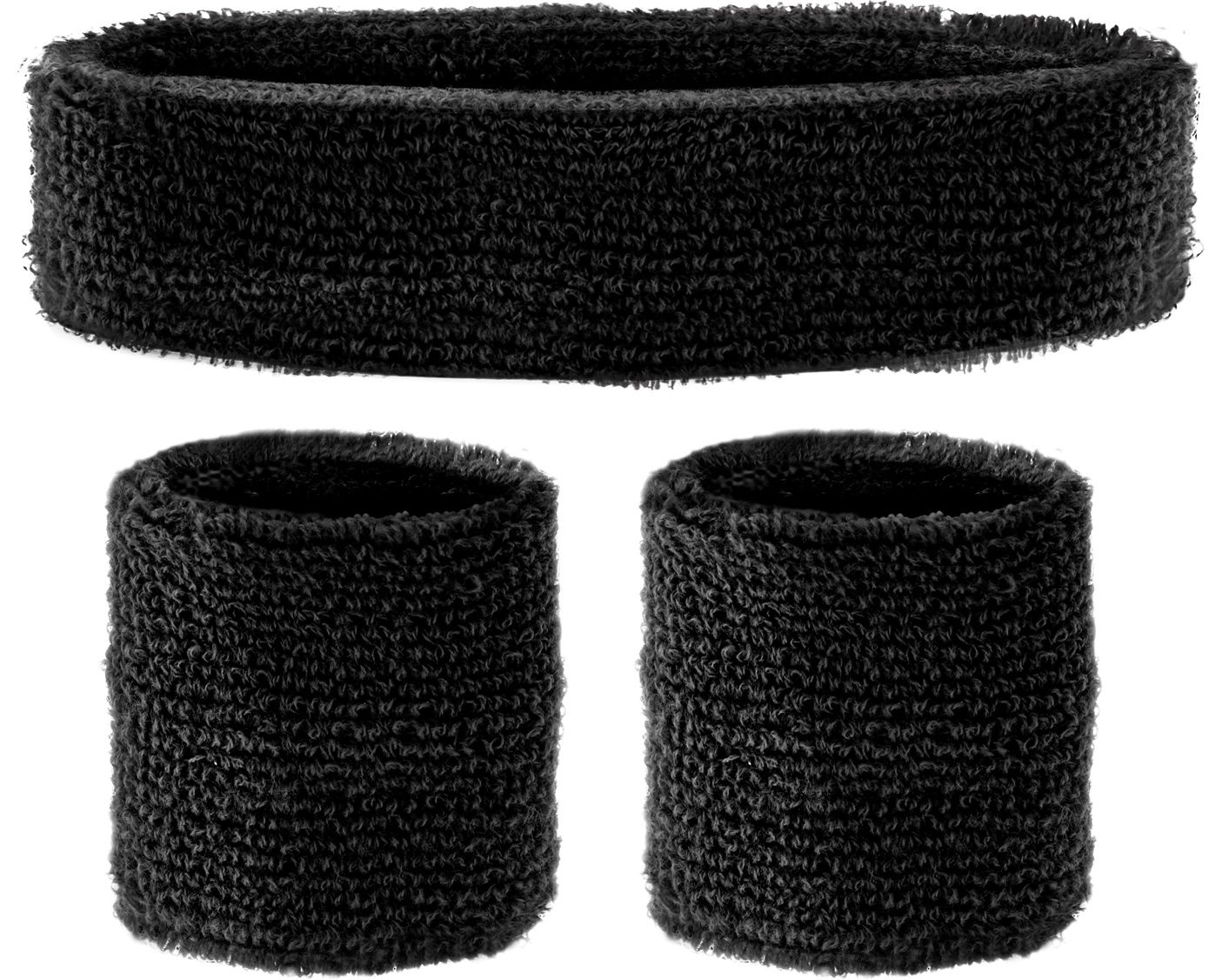 Retro Zwarte Zweetbandjes Set