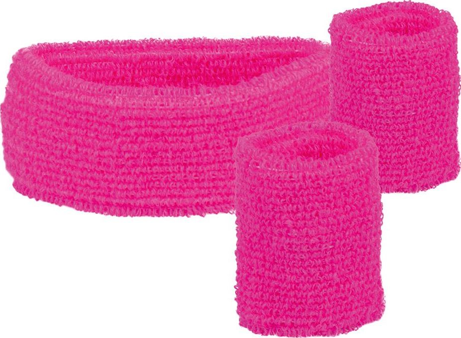 Retro Zweetbandjes set Neon Roze