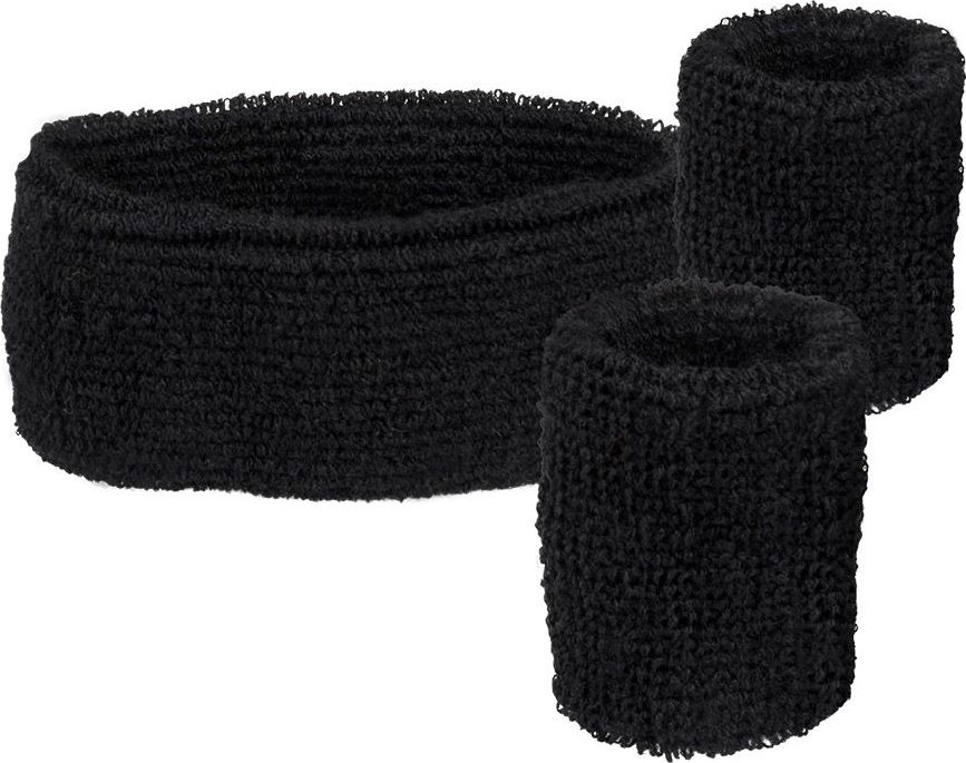 Retro Zweetbandjes set Zwart