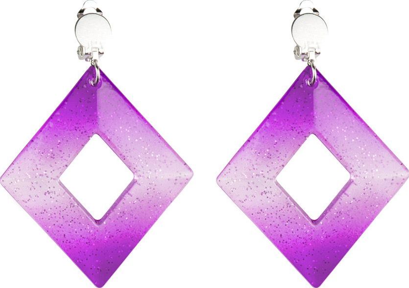 Rhombus Paarse Retro Clip Oorbellen