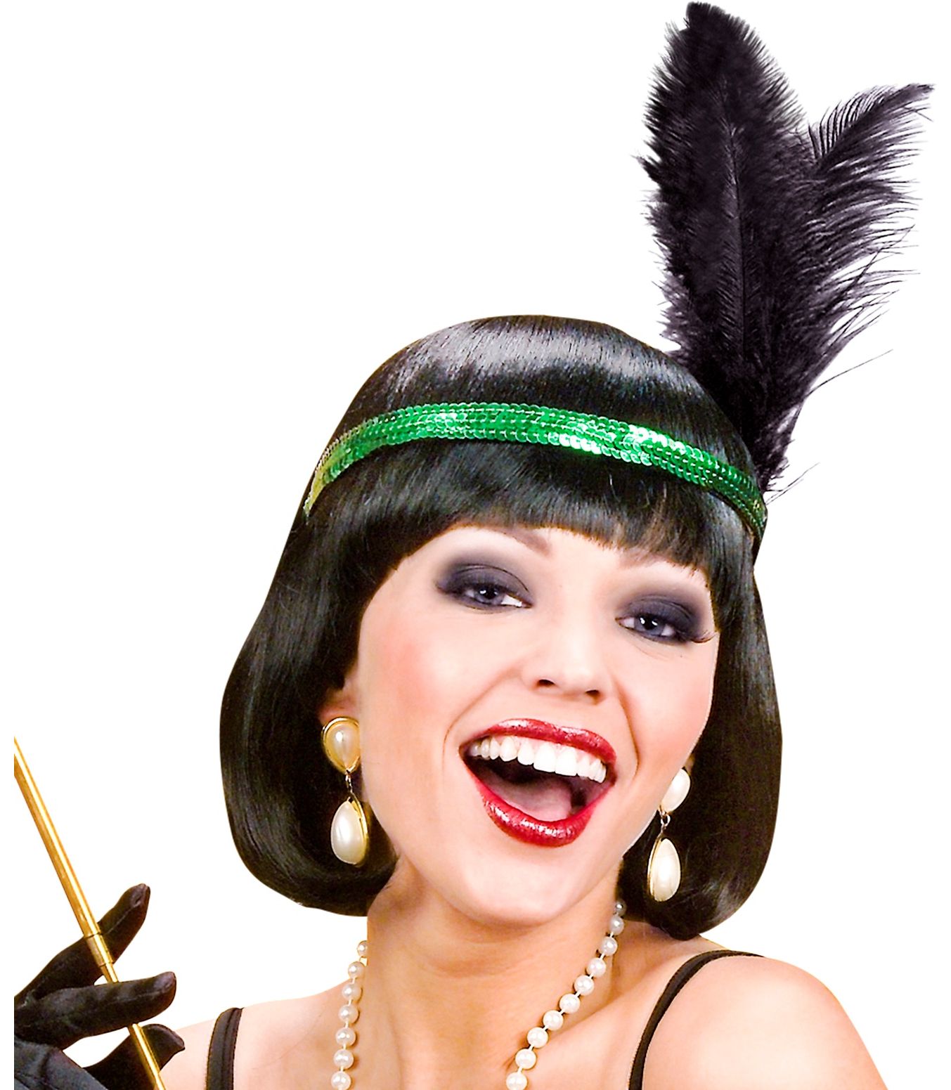 Roaring Groene Pailletten Hoofdband met Veer