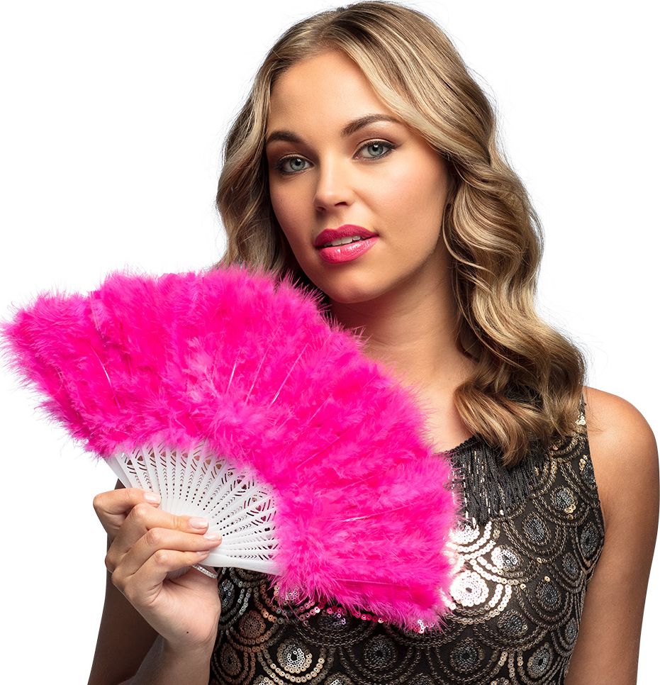 Roaring Twenties Stijlvolle Roze Veren Handwaaier