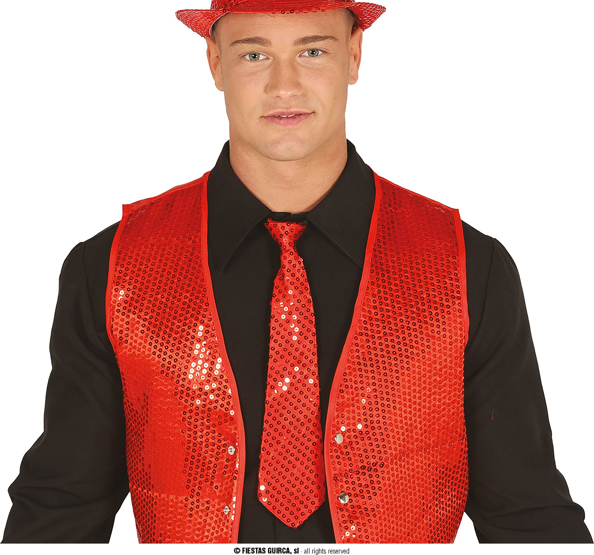 Rode Basis Pailletten Stropdas