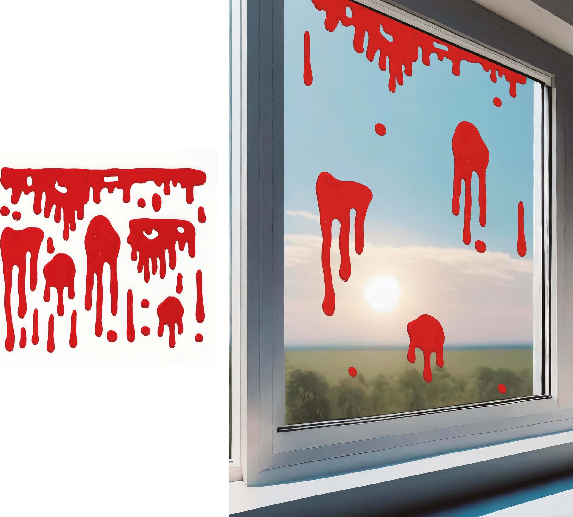 Rode Bloederige Gel Raamstickers