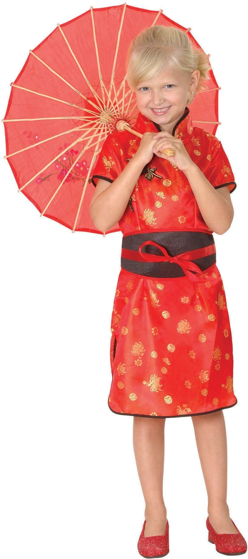 Rode Chinese Kimono Jurk Kinderen
