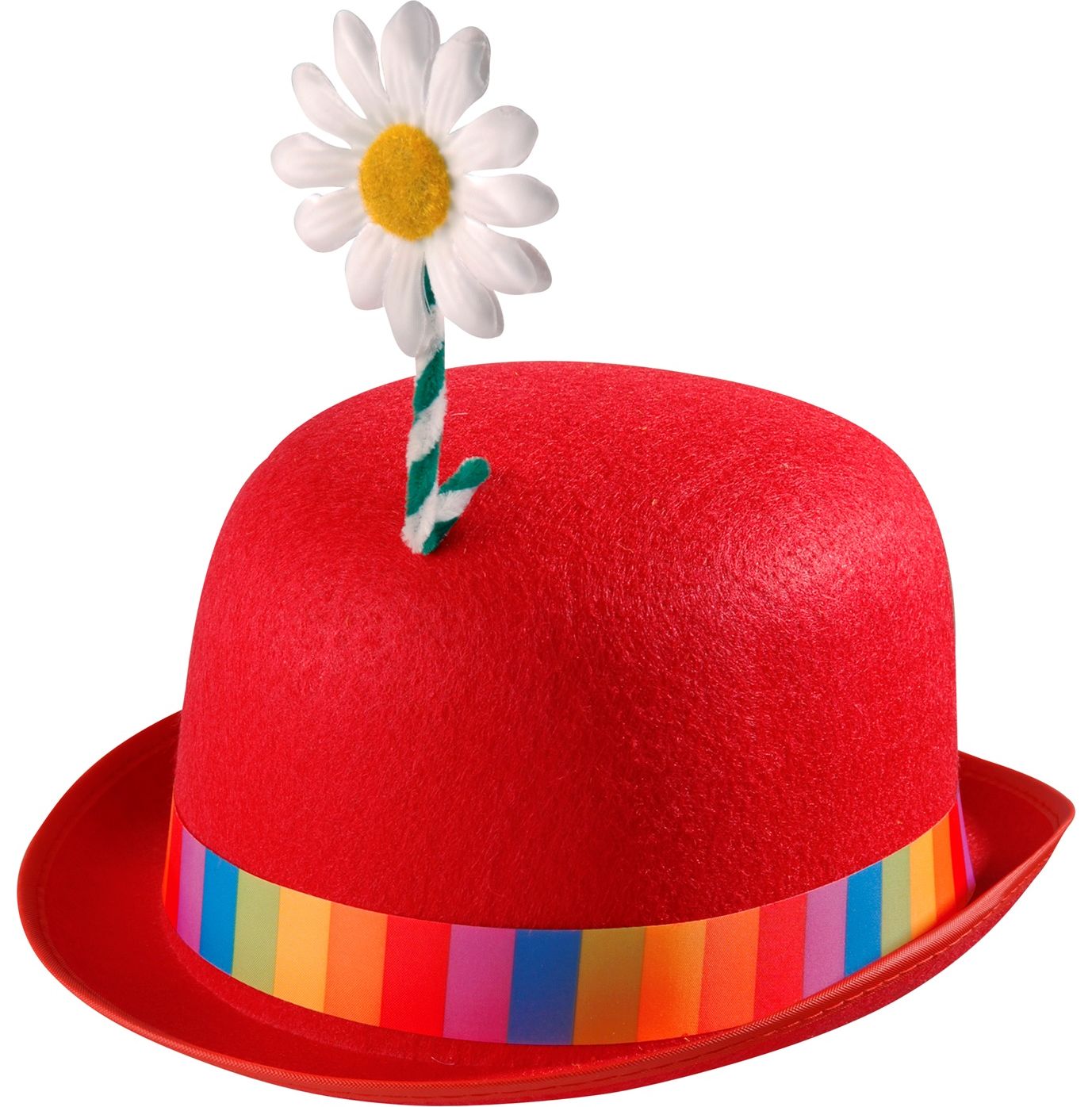 Rode Clown Bolhoed met Bloem