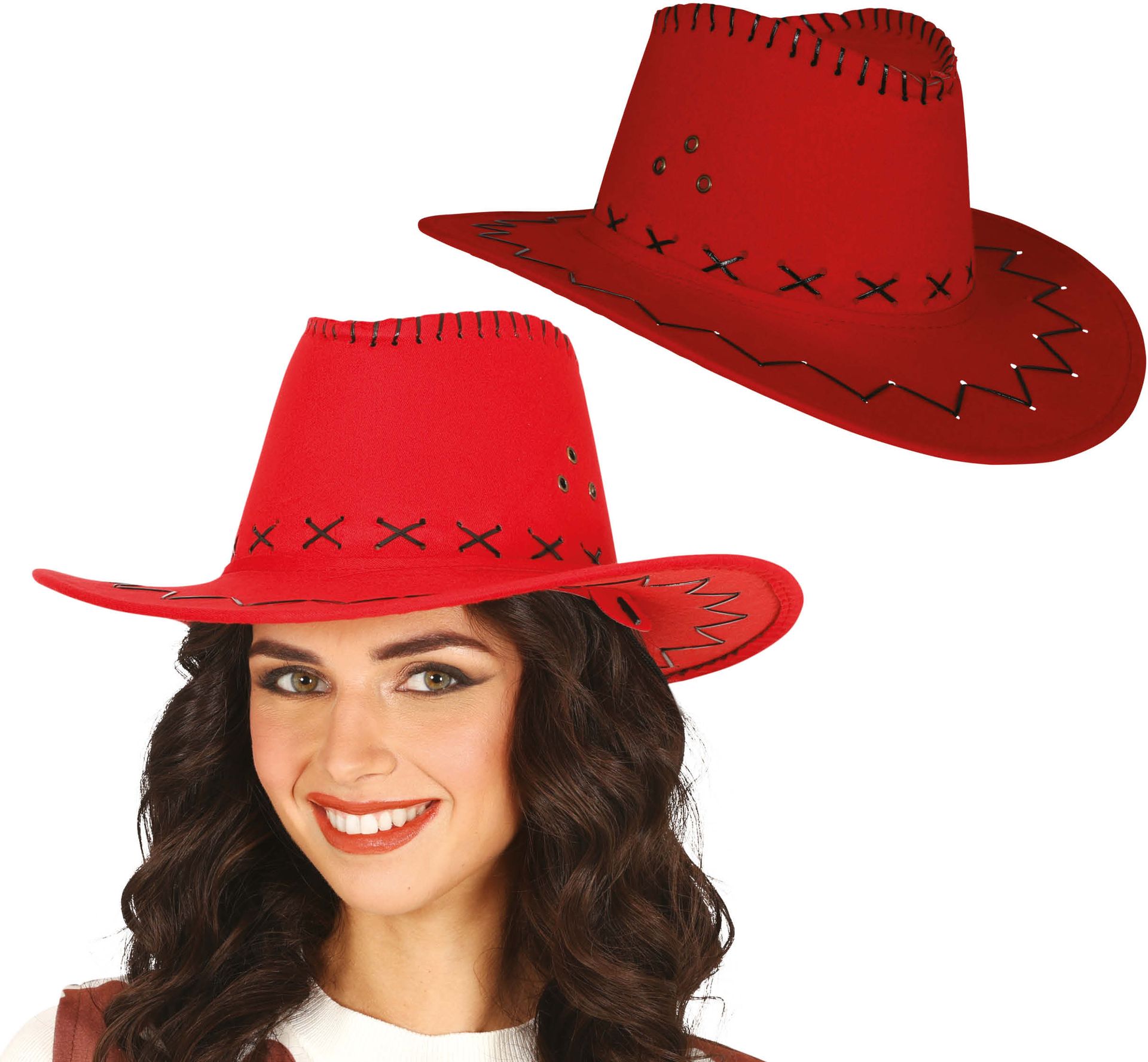 Rode Cowboyhoed Suède Look Volwassenen