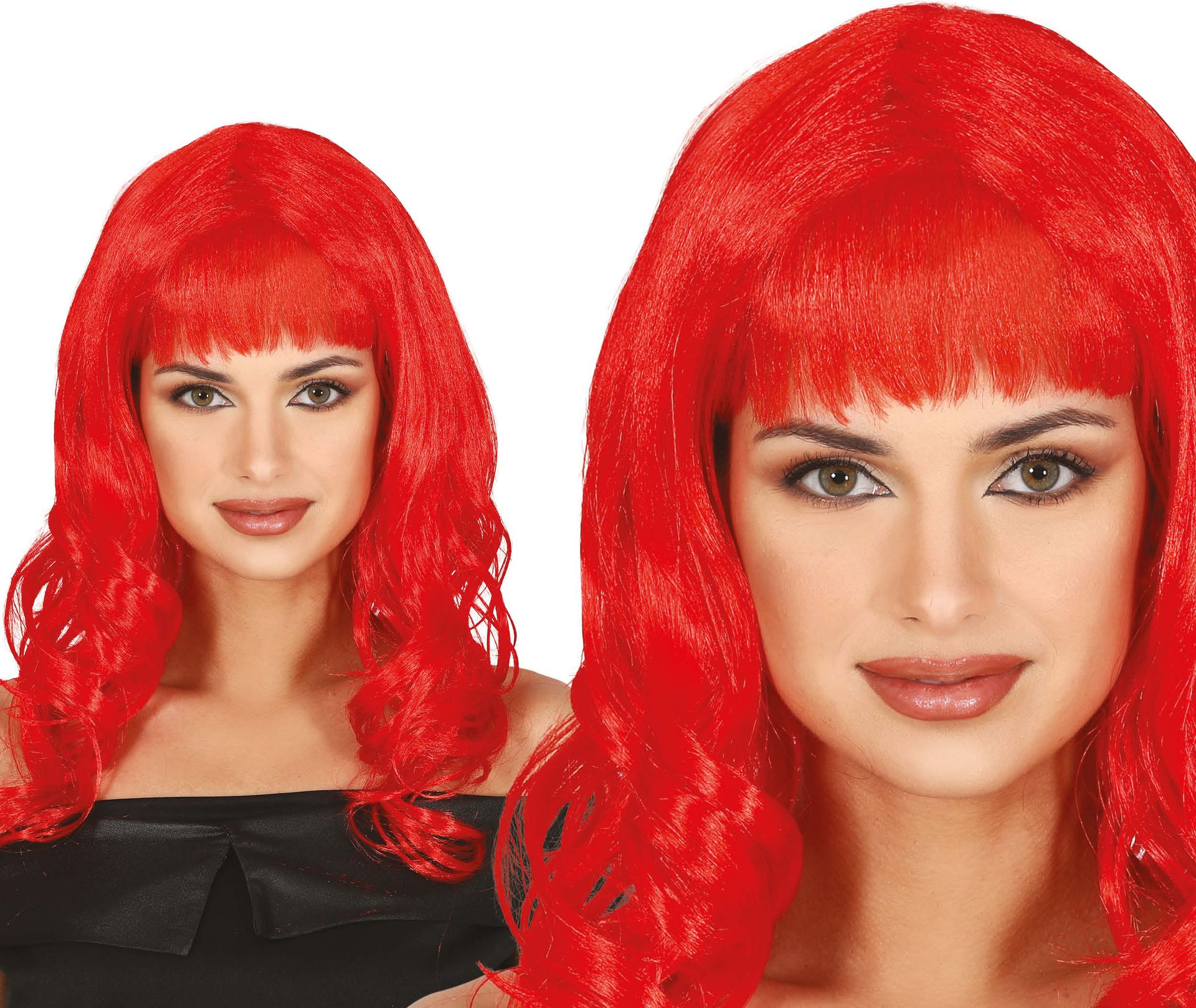 Rode Dames Pruik Lang Krullend met Pony