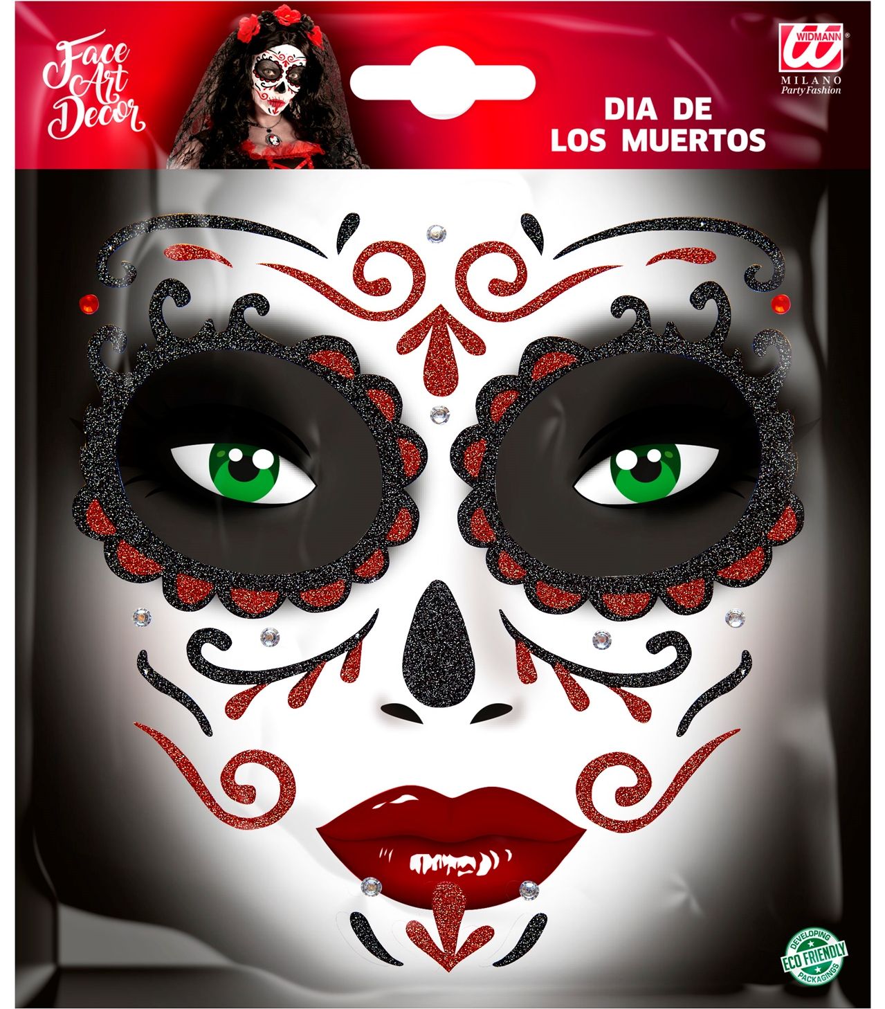 Rode Dia De Los Muertos Gezicht Glitters