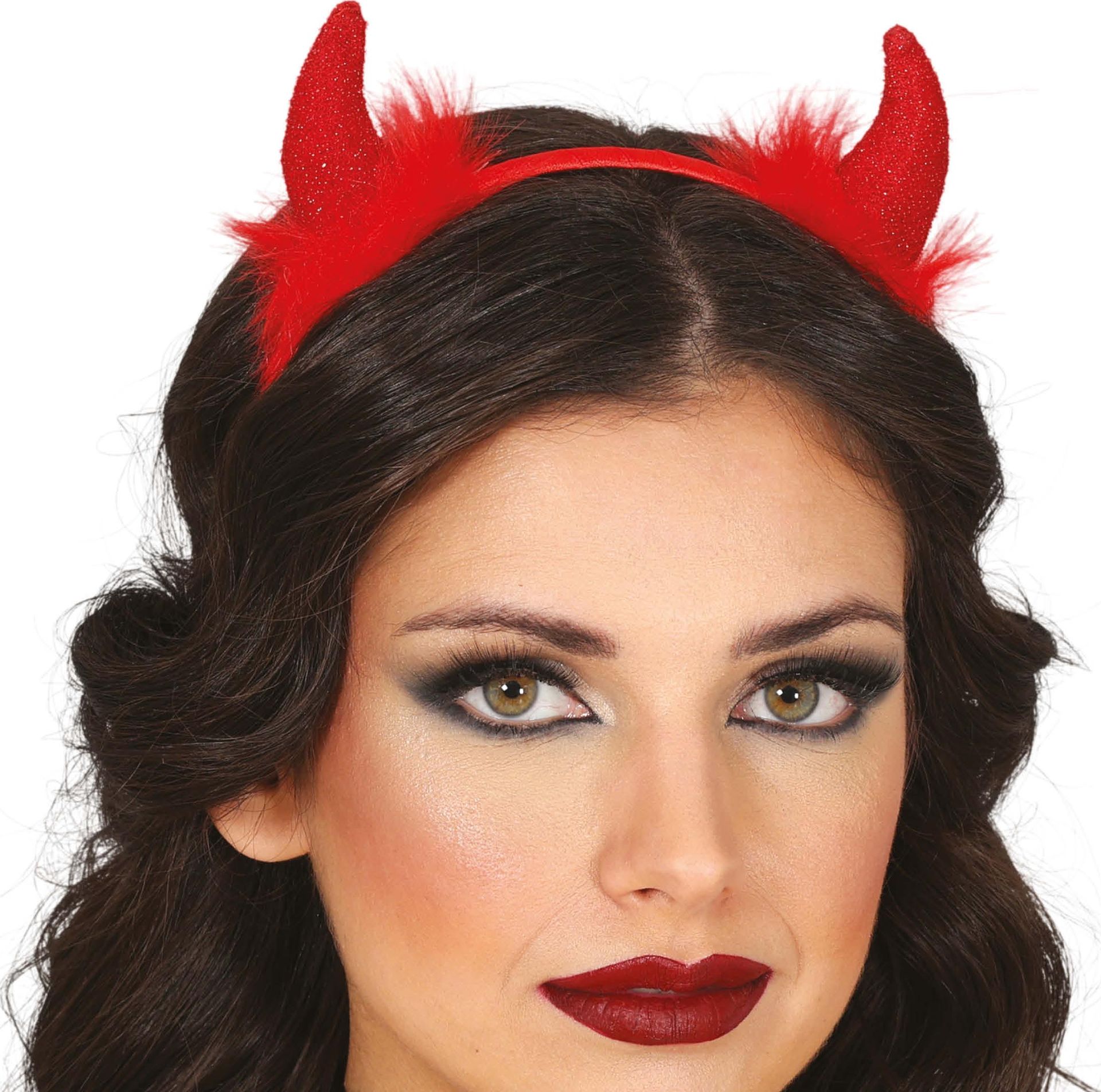 Rode Duivel Haarband met Veertjes Dames