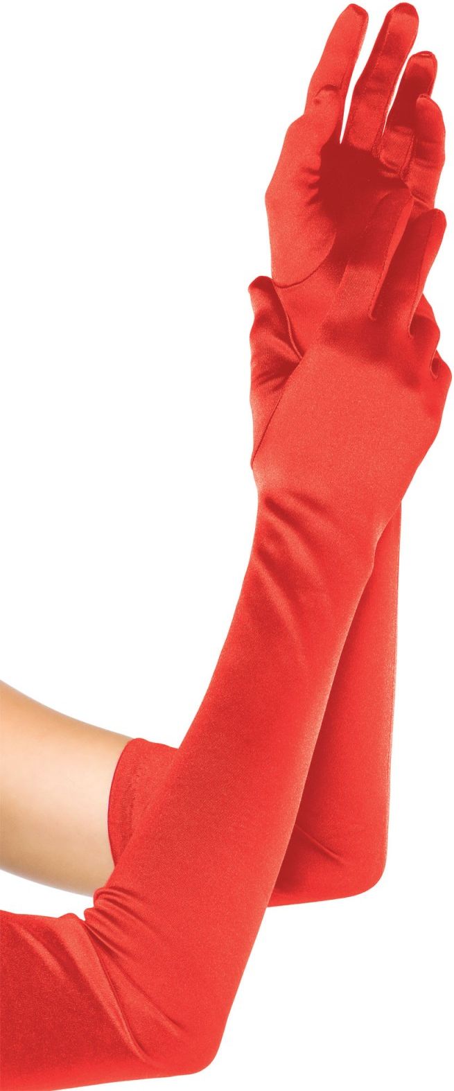Rode extra lange satijnen handschoenen