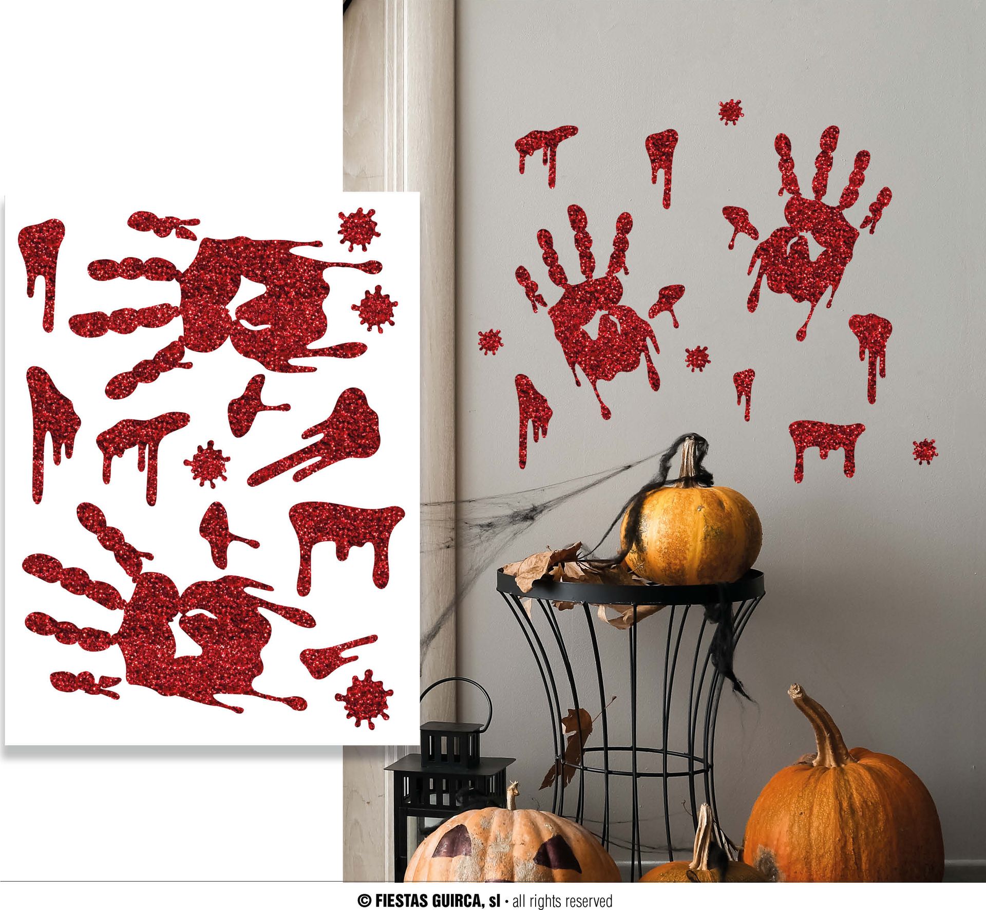 Rode Glitter Muursticker Bloederige Handen
