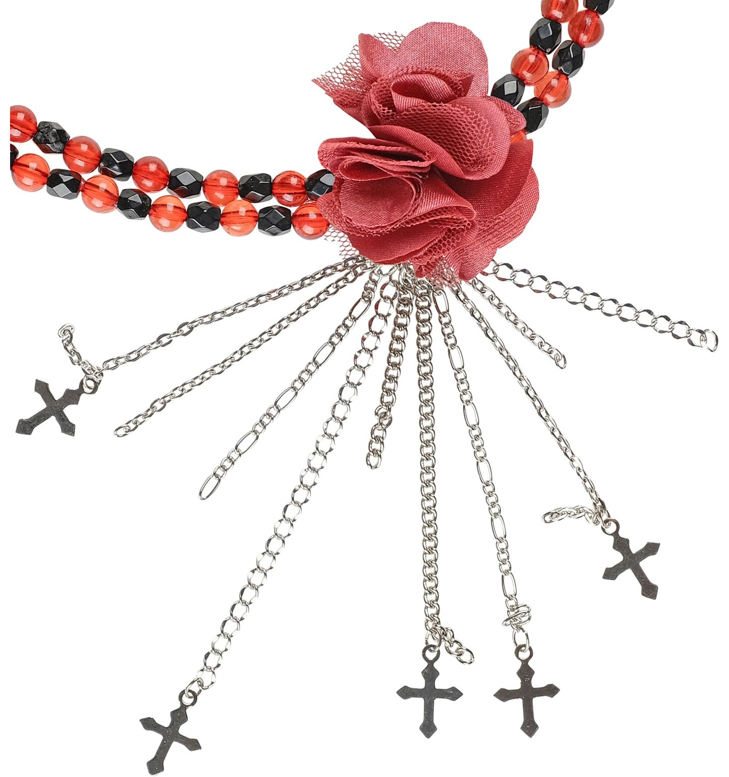 Rode Gothic Choker met Bloem
