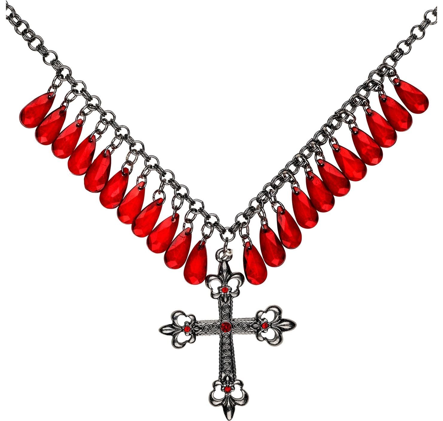 Rode gothic kruis ketting