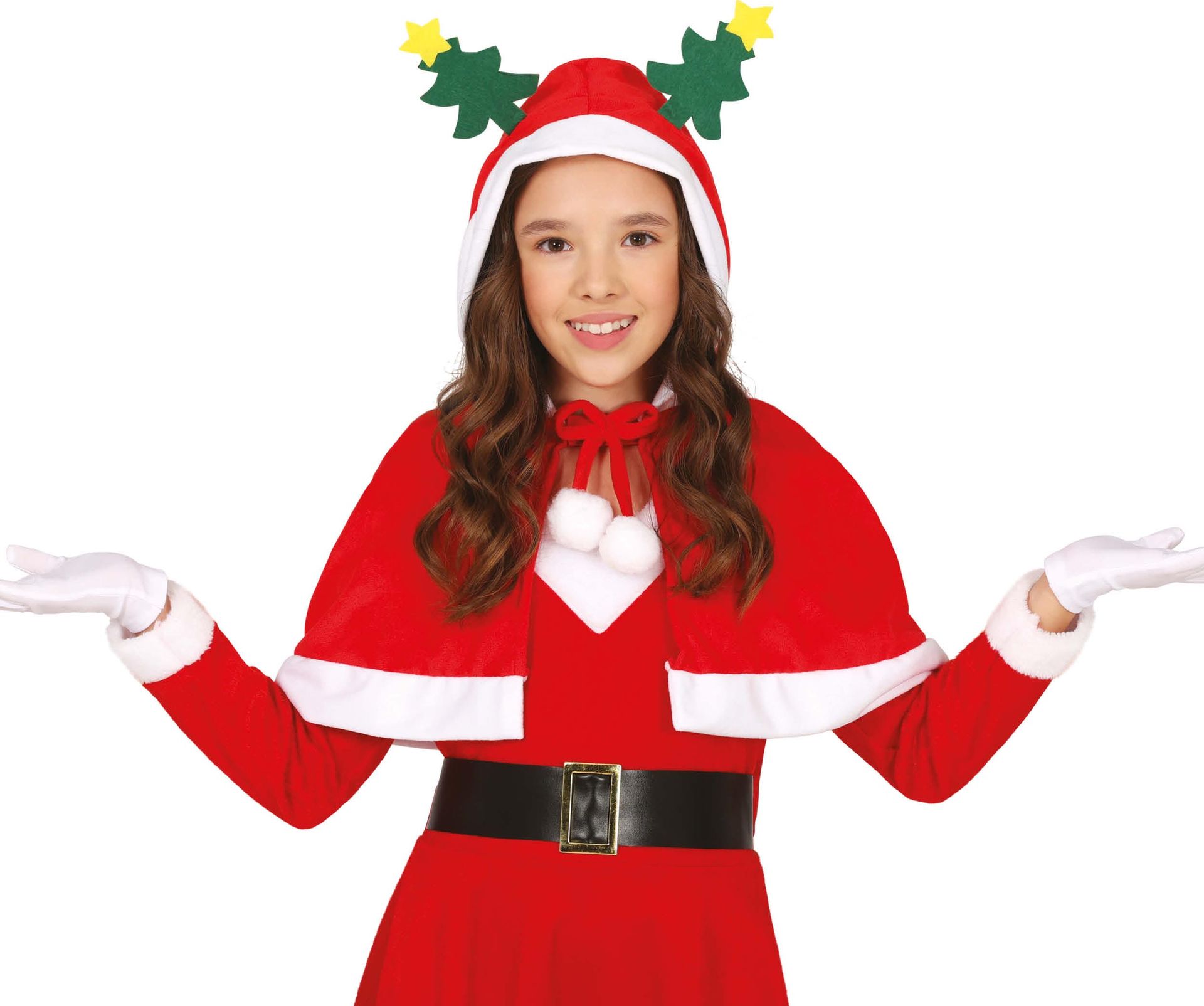 Rode Halve Cape met Kerstbomen Kind