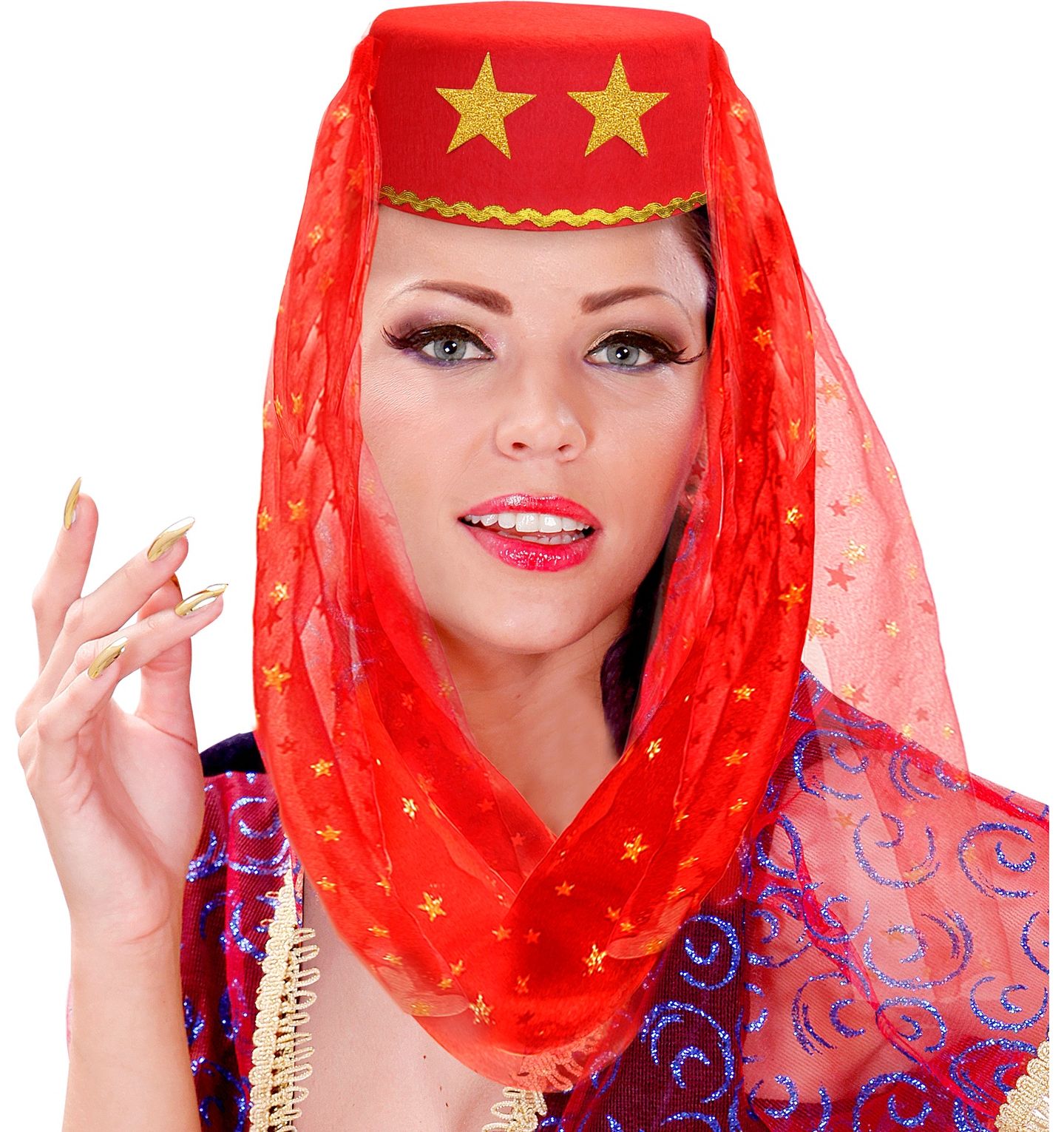 Rode Harem Hoed met Sluier