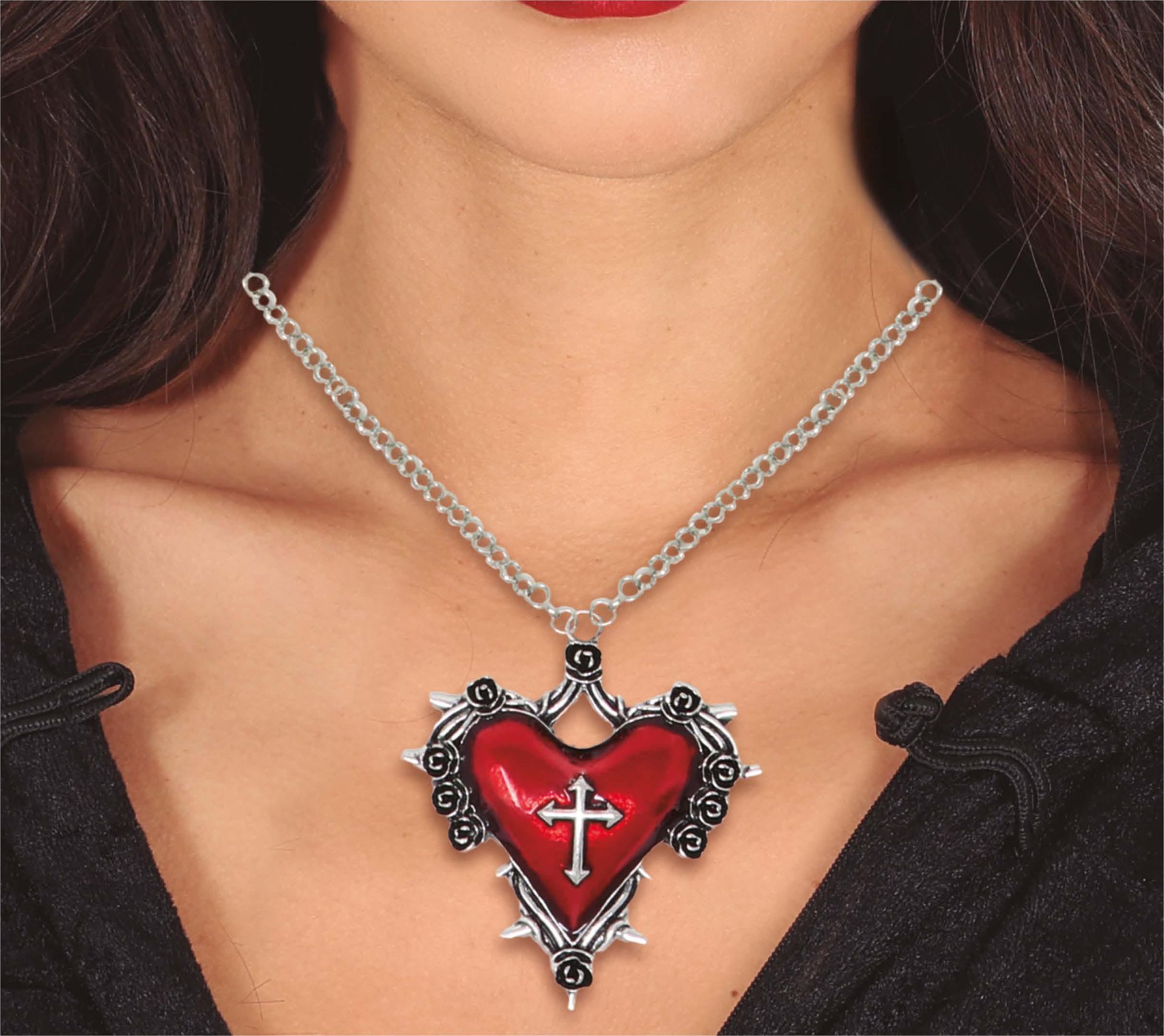 Rode Hart Robijn Medaillon Ketting