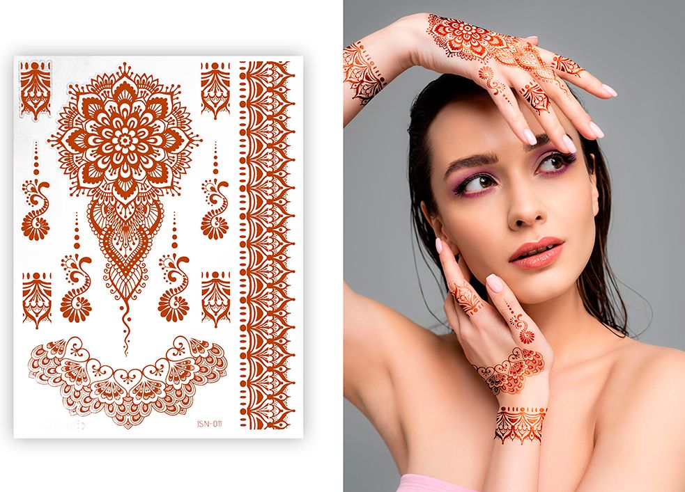 Rode Indiaase Plak Tattoo's