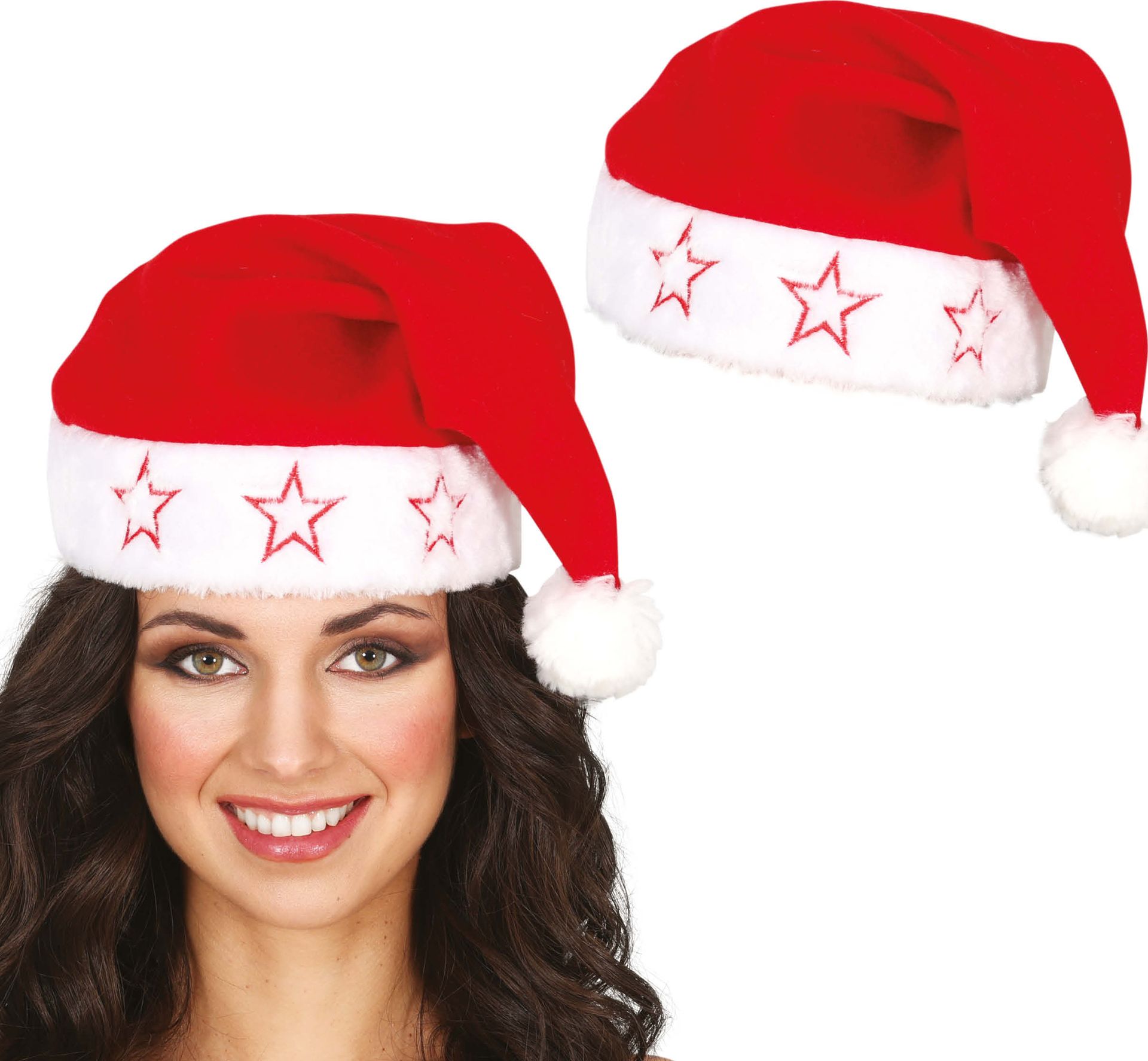 Rode Kerstman Muts met Sterren