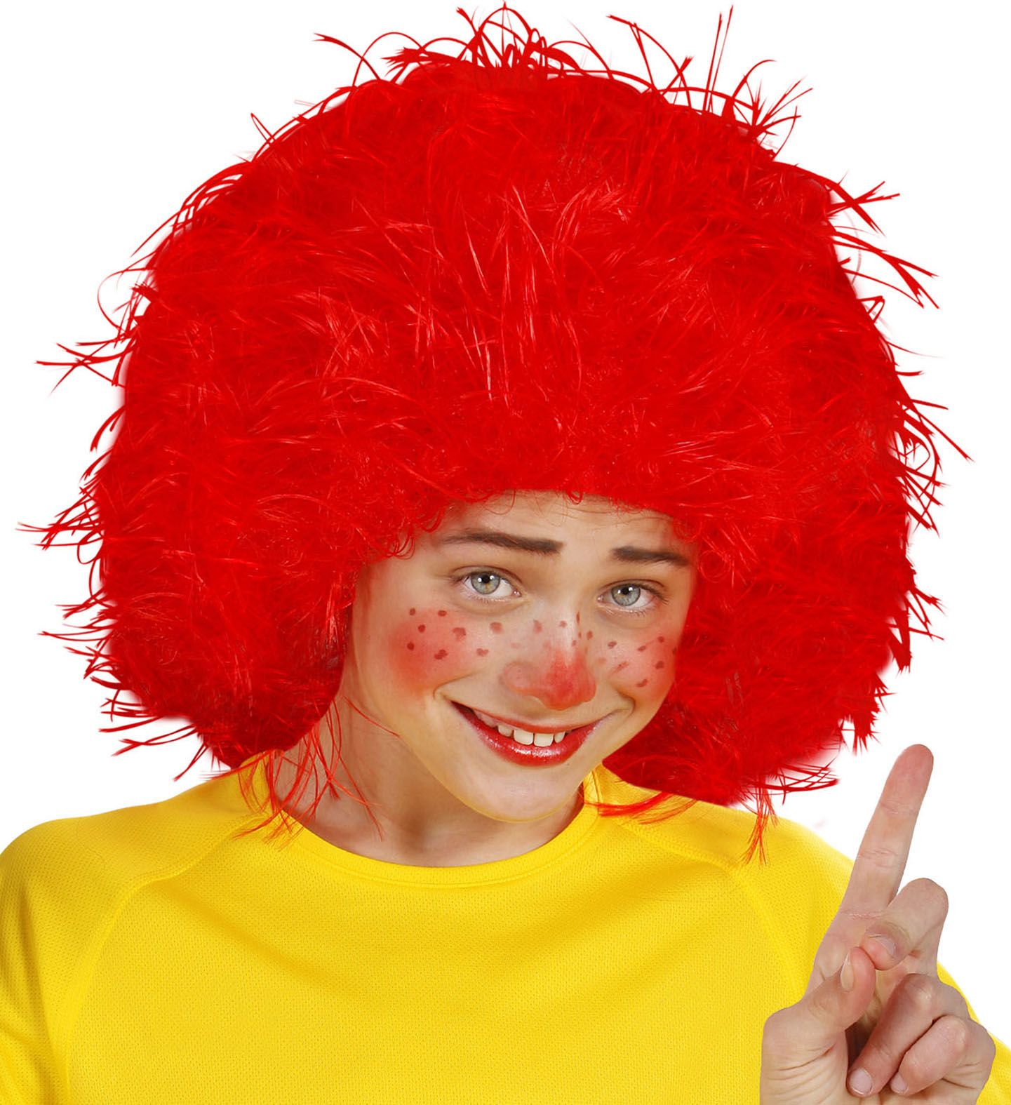 Rode kinder clowns pruik