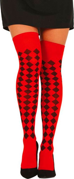 Rode Kniekousen met Ruitprint