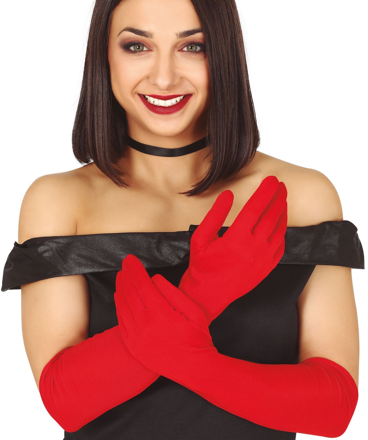 Rode lange basis handschoenen