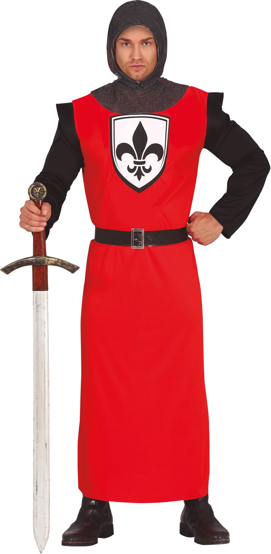 Rode middeleeuwse ridder kostuum man