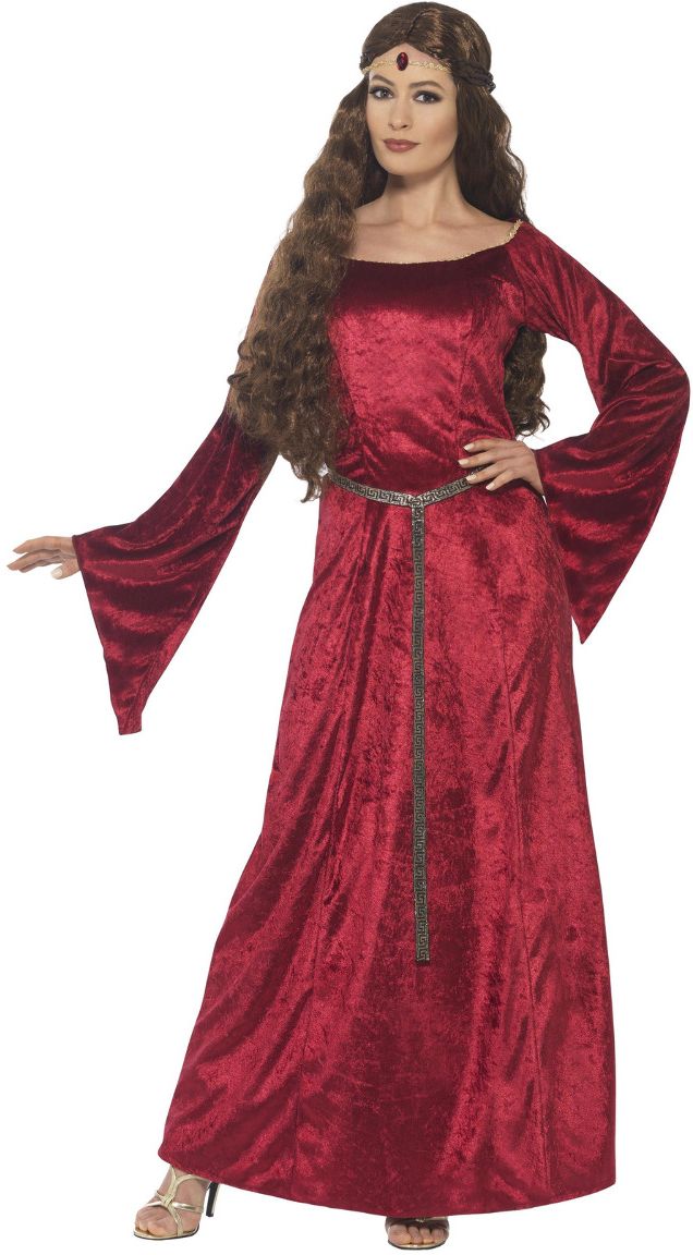 Rode Middeleeuwse Vrouwen Jurk