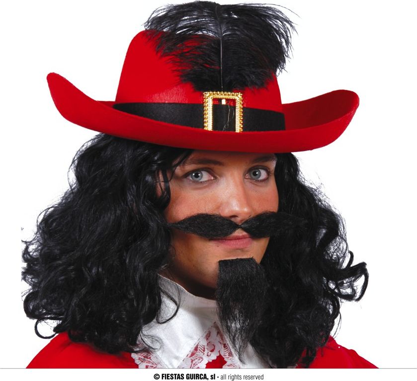 Rode Musketiershoed met Zwarte Veer