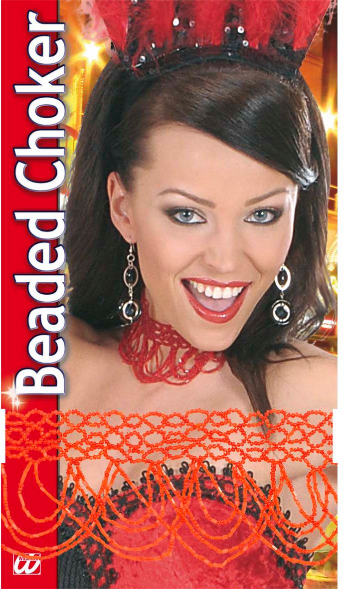 Rode Nekband met Kralen