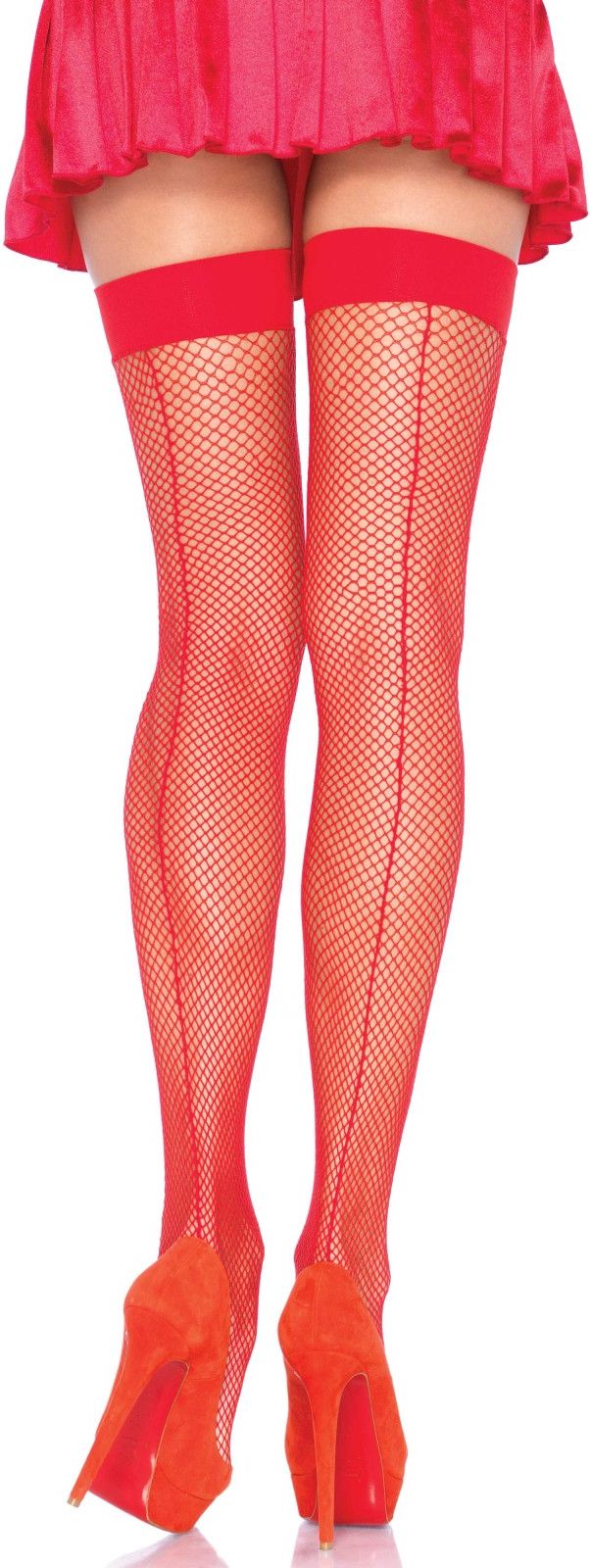 Rode Netkousen met Elegante Naad