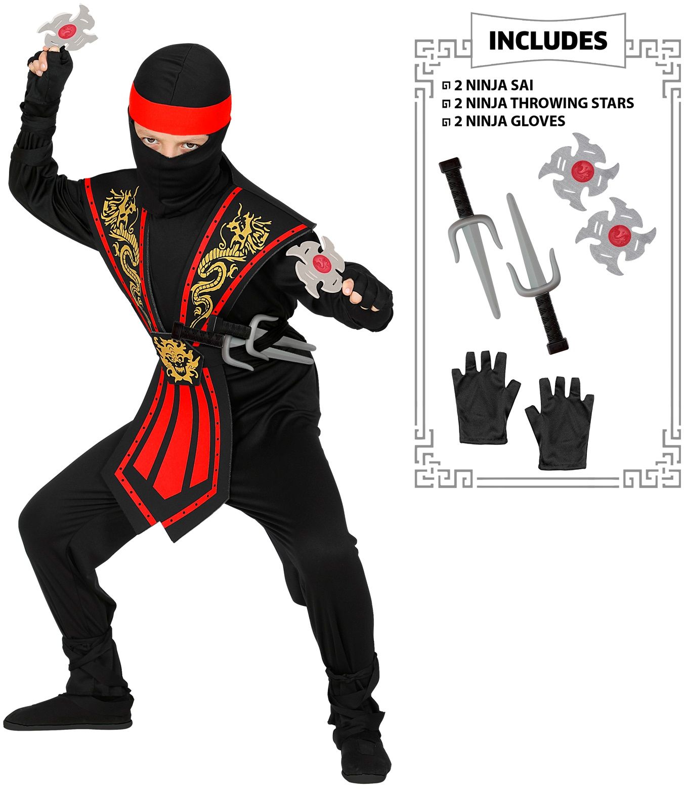 Rode ninja wapen set kind