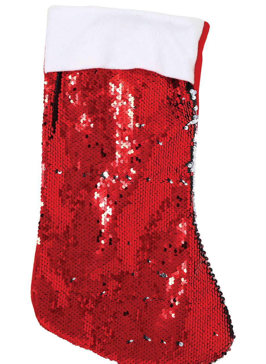 Rode Pailletten Cadeau Sok Kerstmis