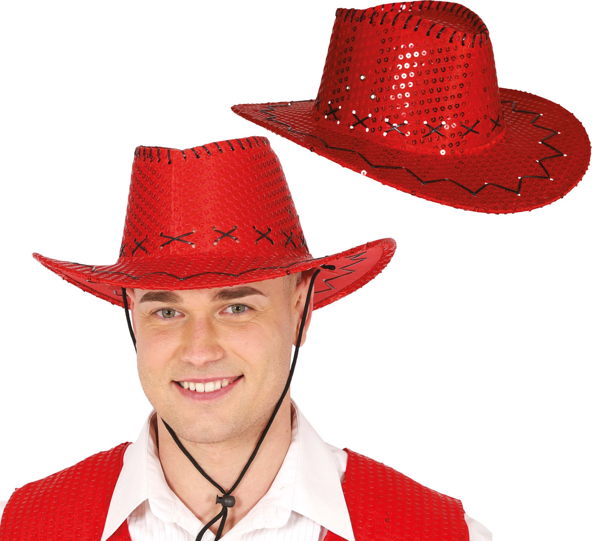Rode Pailletten Cowboyhoed Volwassenen