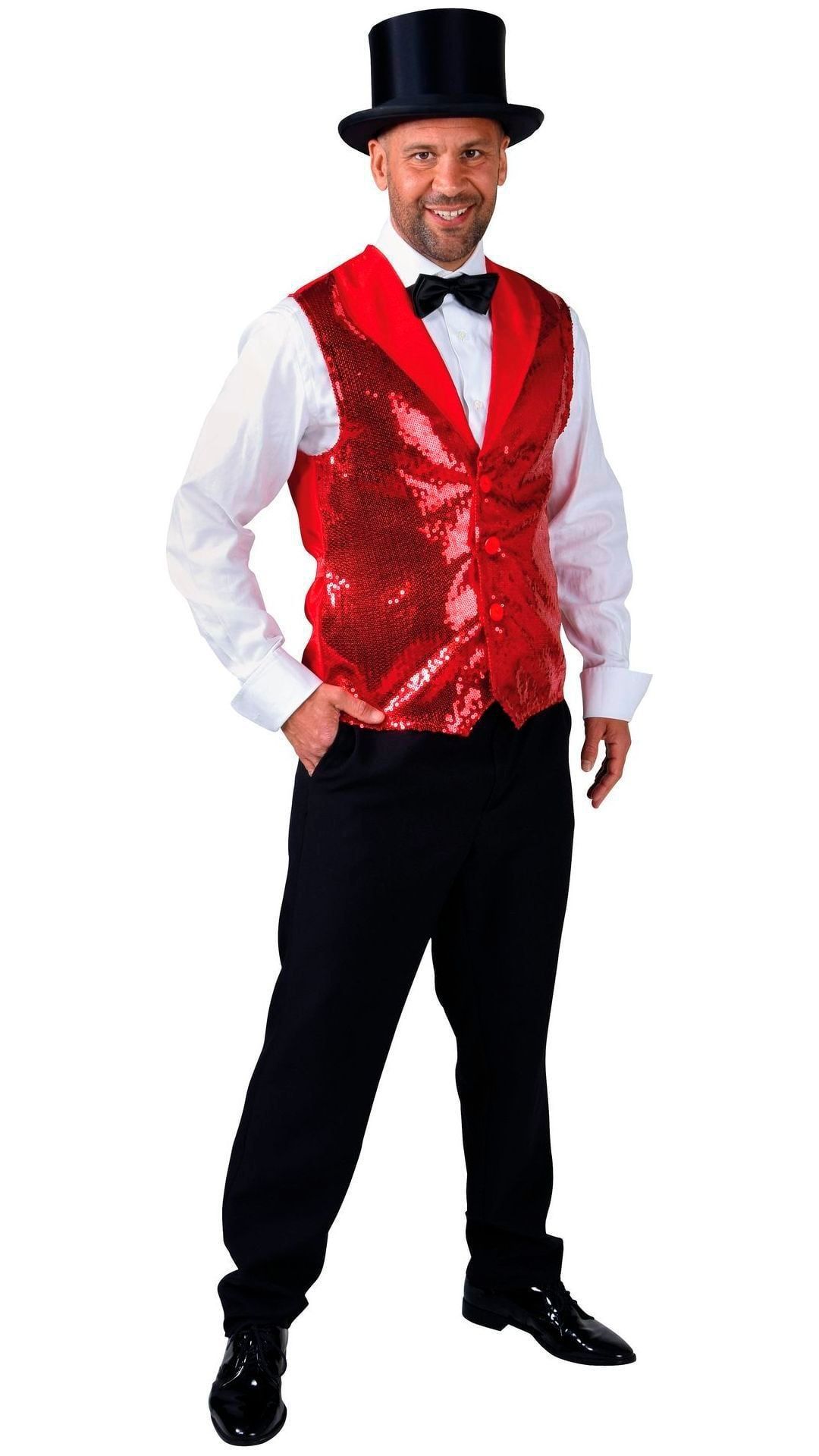 Rode Pailletten Gilet