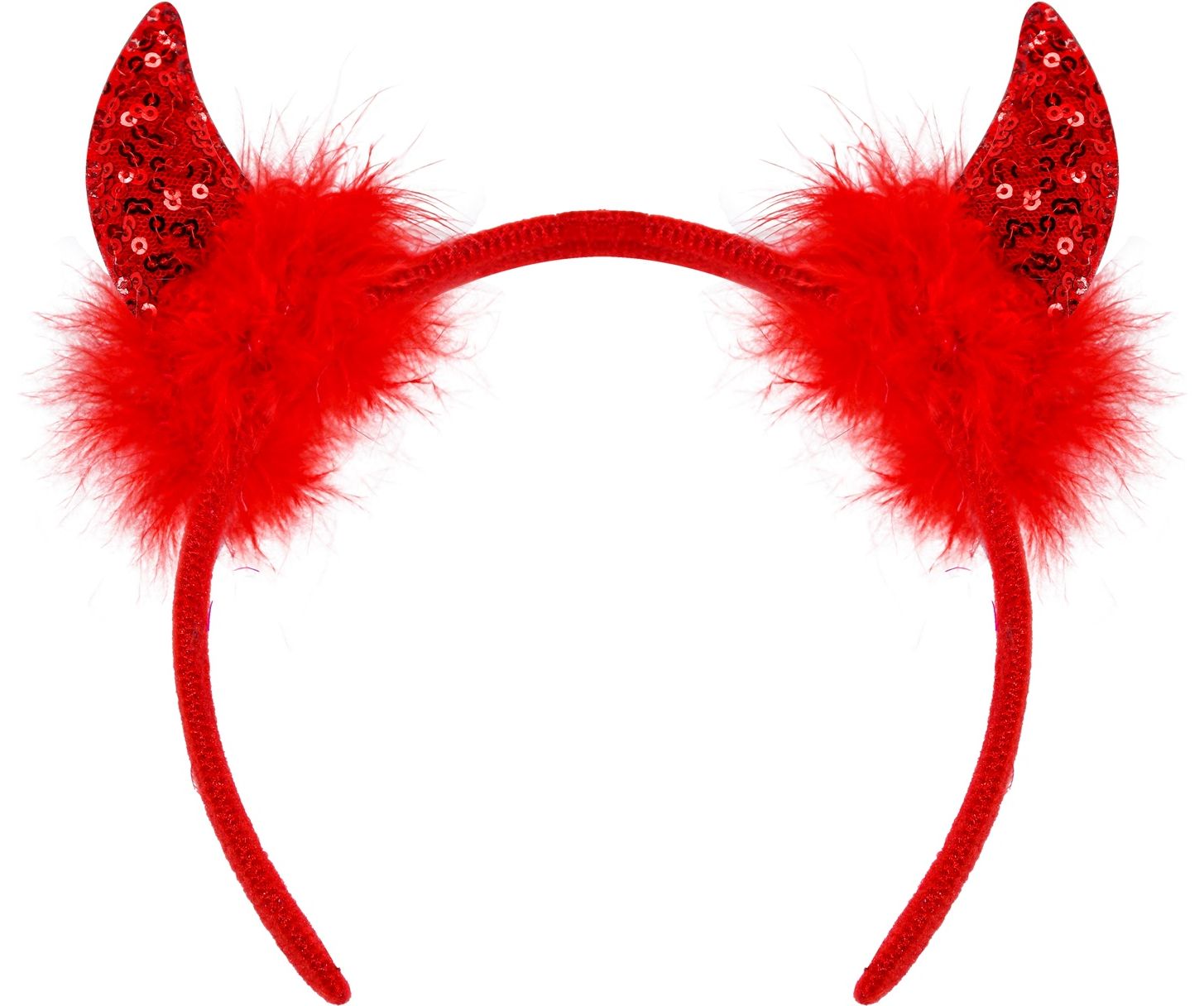 Rode Pailletten Hoorntjes Haarband