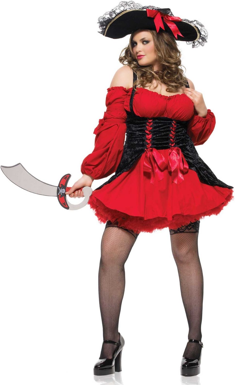 Rode Piraat Dame Plus Size