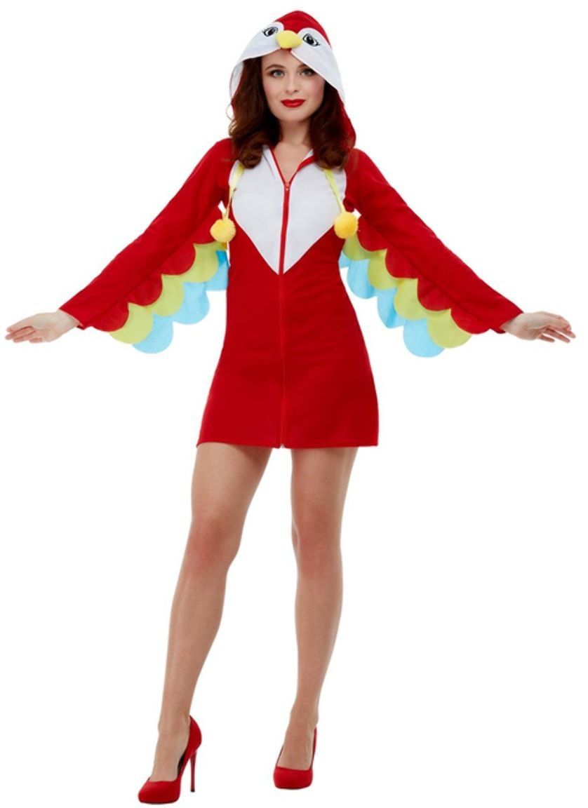 Rode Pluche Papegaaien Jurkje