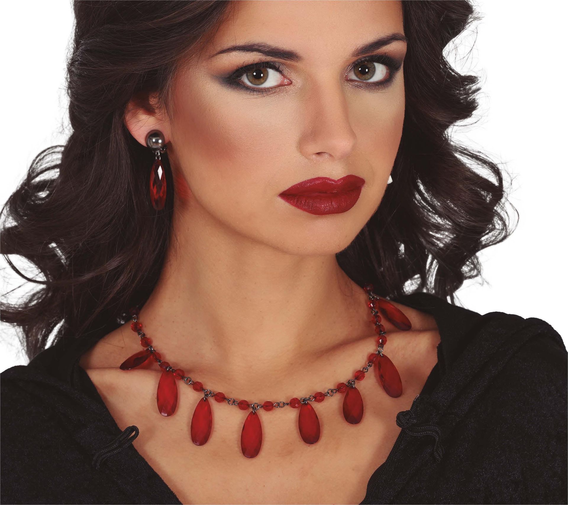 Rode Robijnen Ketting en Oorbellen