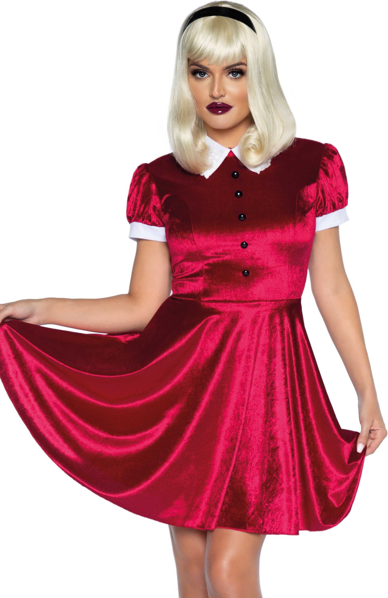 Rode Sabrina heks jurkje