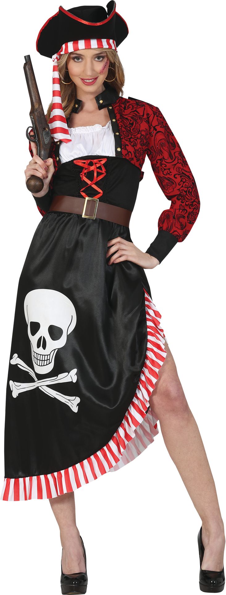 Rode skull piraten jurk dames