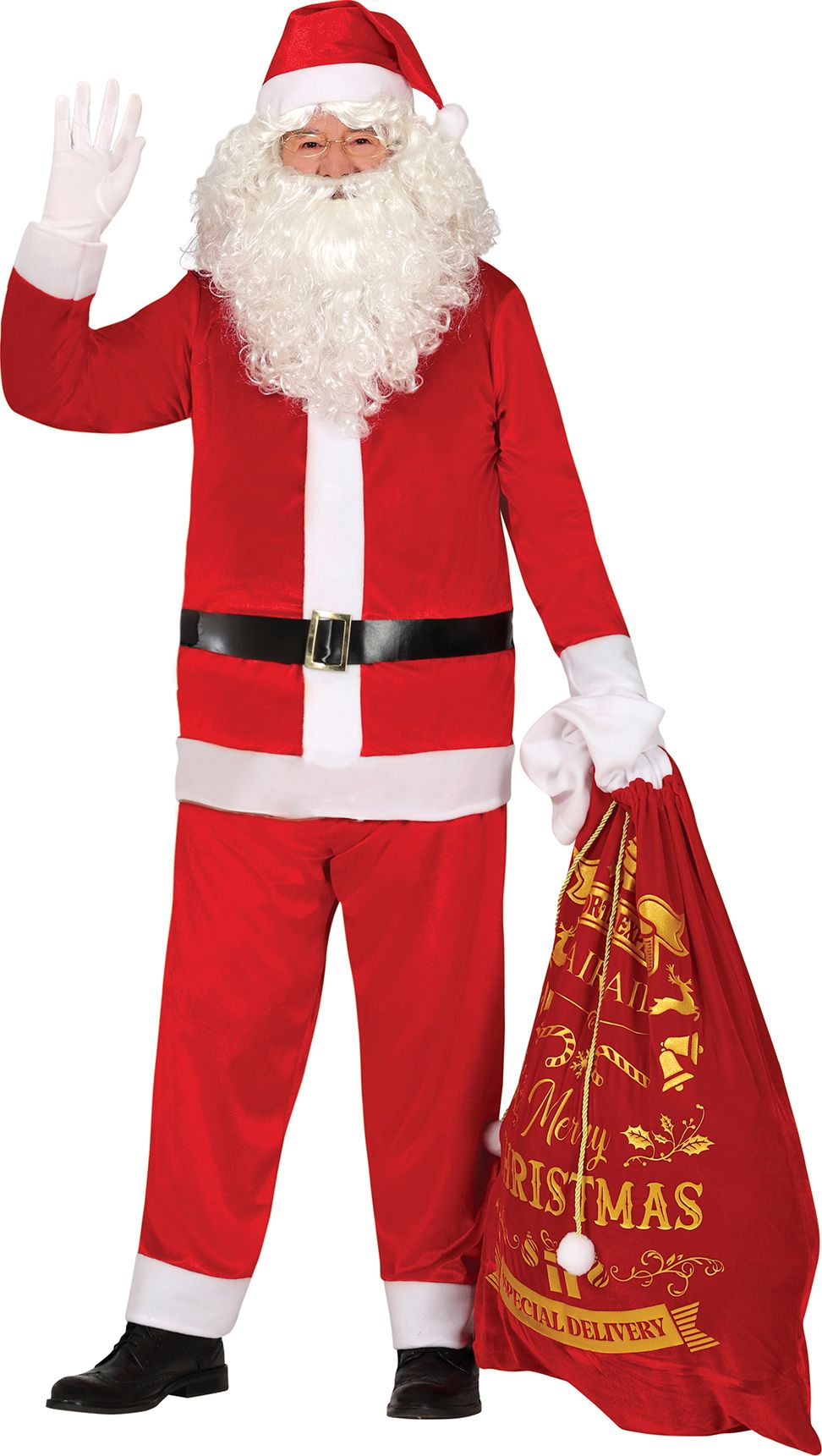 Rode Velours Kerstman Kostuum