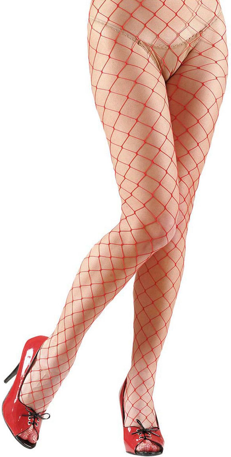 Rode Visnet Panty Wijde Gaten
