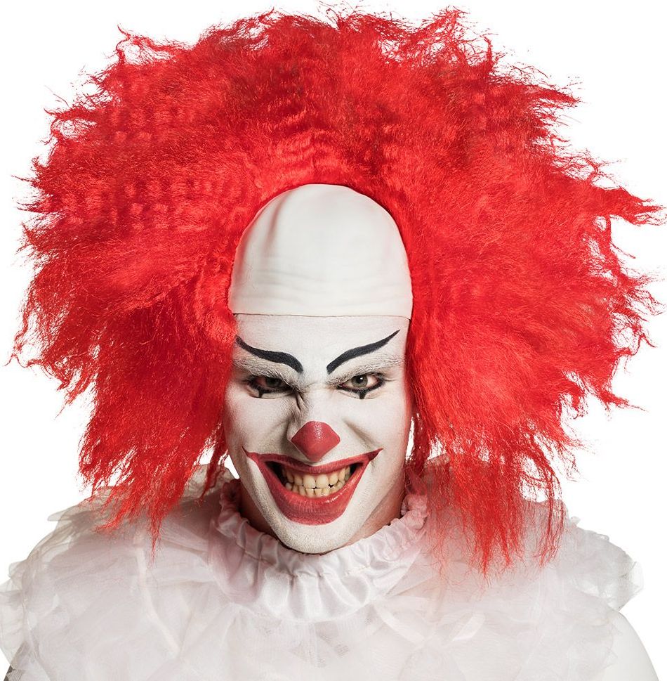 Rode Wilde Horror Clown Pruik