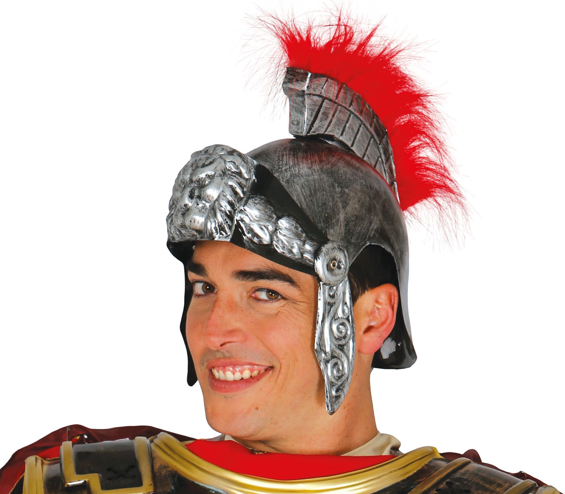 Romeinse strijder helm met rode pluim
