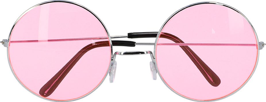 Ronde Partybril Hippie Roze Xl