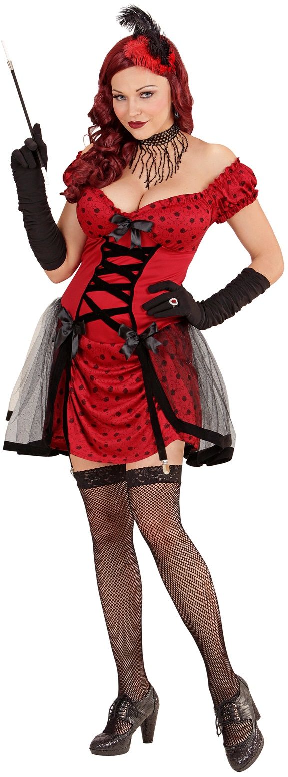 Rood Cabaret Vrouw Kostuum