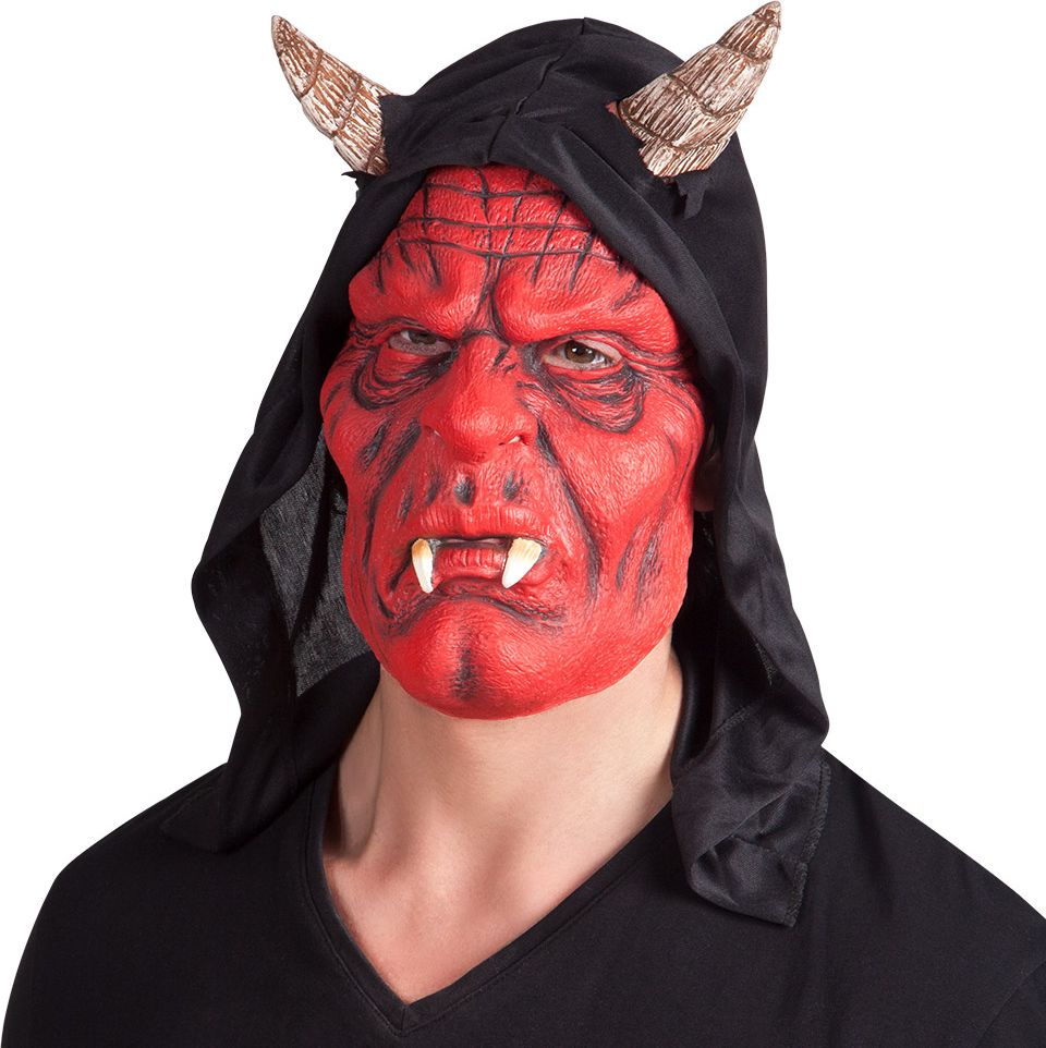 Rood duivel masker met kap